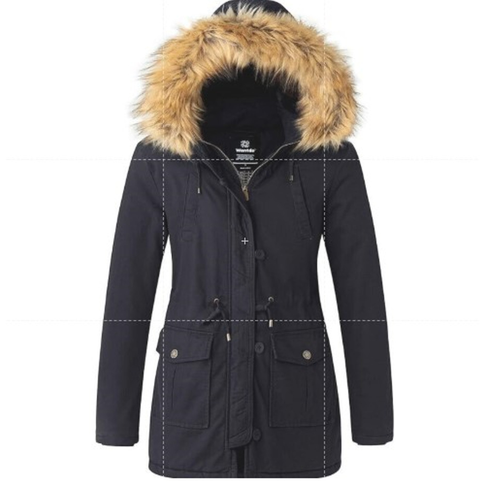 Wantdo Women's Cotton Soft Sherpa Lined Parka Winter Jacket Fur Hood Coat XL NEW